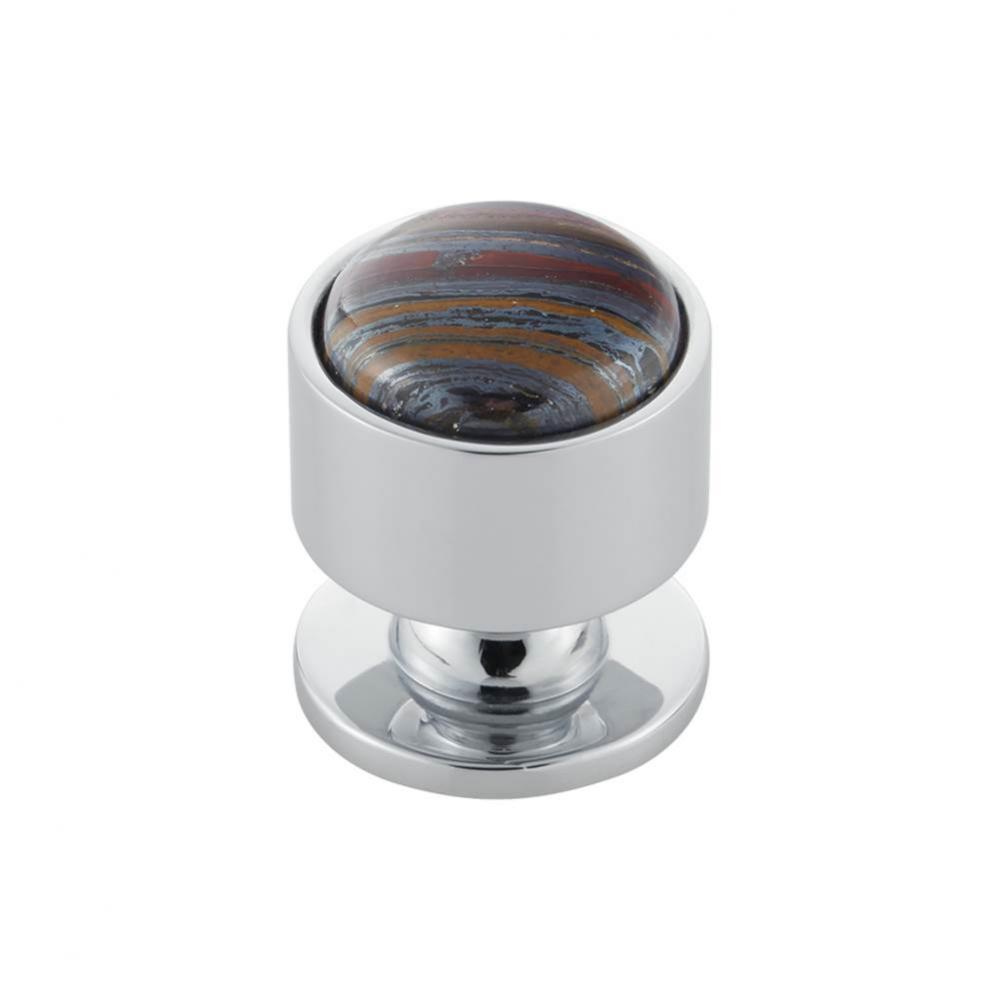 FireSky Iron Tiger Eye Knob 1 1/8 Inch Polished Chrome Base