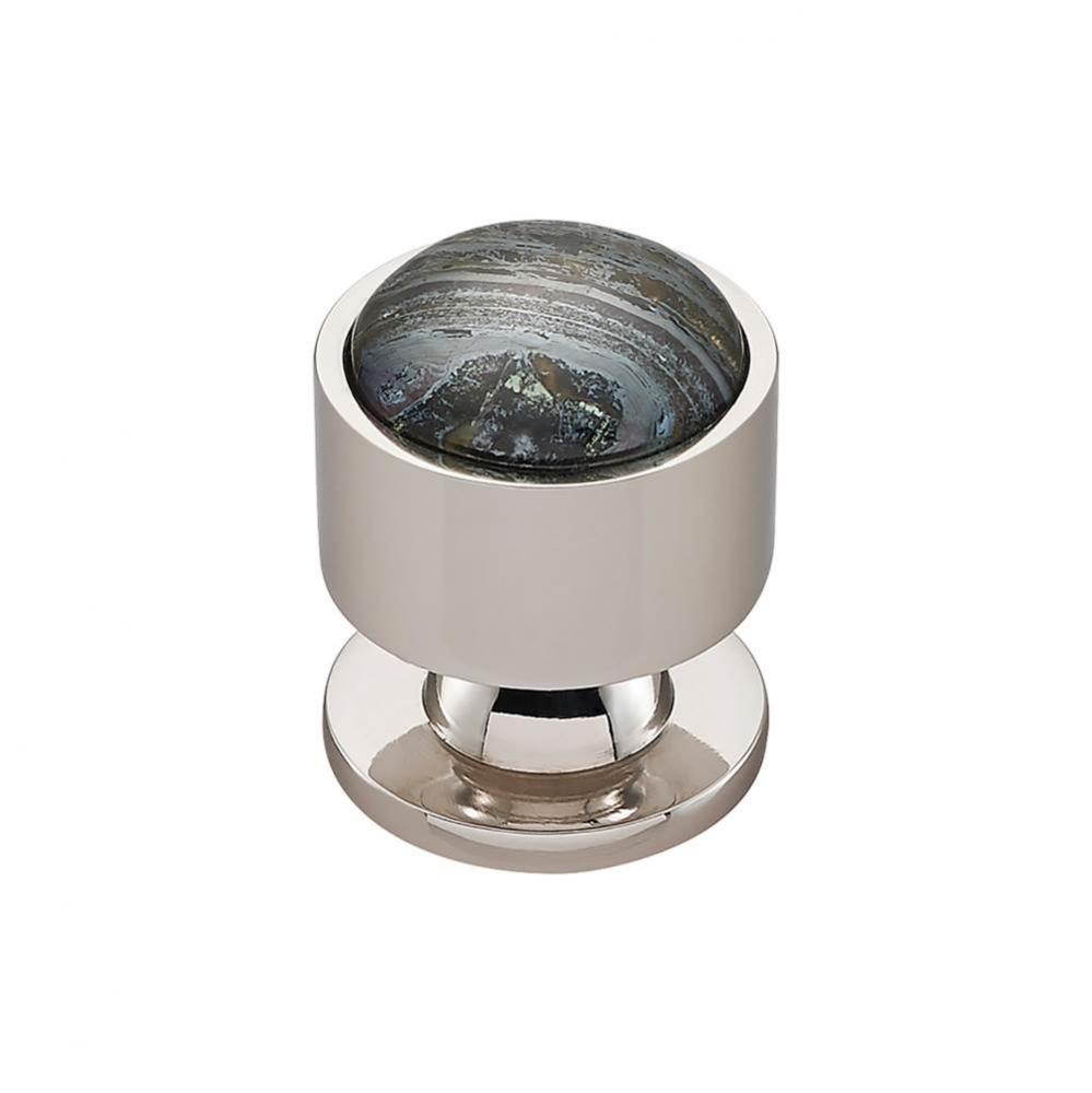 FireSky Iron Tiger Eye Knob 1 1/8 Inch Polished Nickel Base