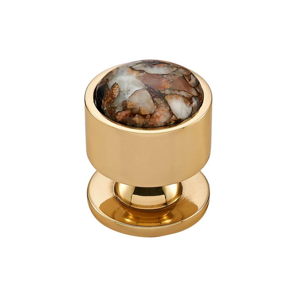 FireSky Mohave Yellow Knob 1 1/8 Inch Polished Brass Base