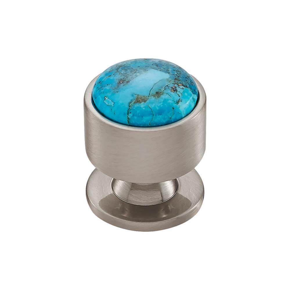 FireSky Mohave Turquoise Knob 1 1/8 Inch Brushed Satin Nickel Base