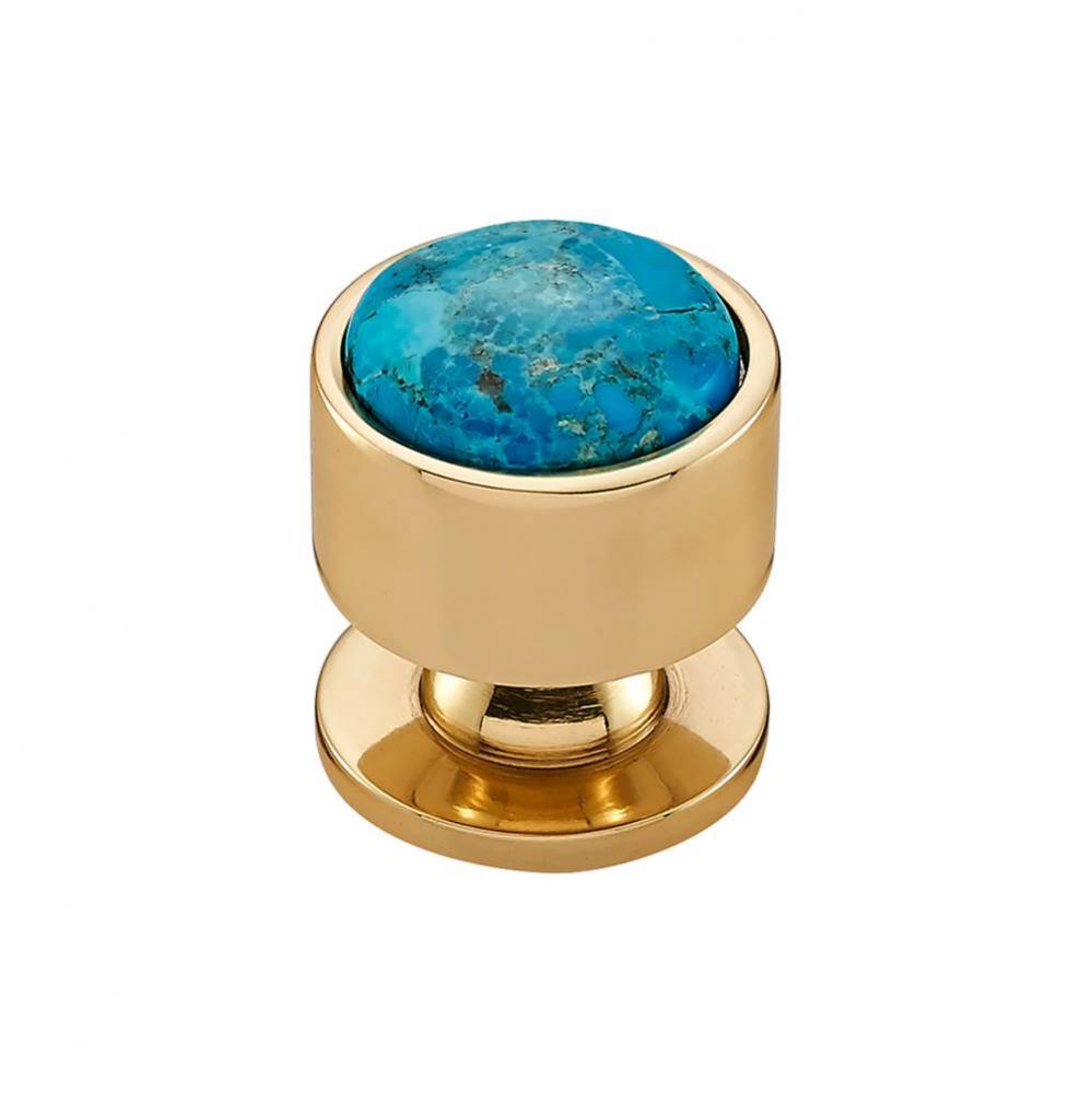 FireSky Mohave Turquoise Knob 1 1/8 Inch Polished Brass Base