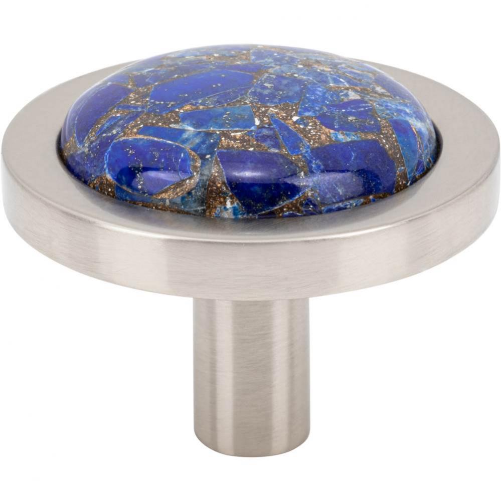 FireSky Mohave Lapis Knob 1 9/16 Inch Brushed Satin Nickel Base