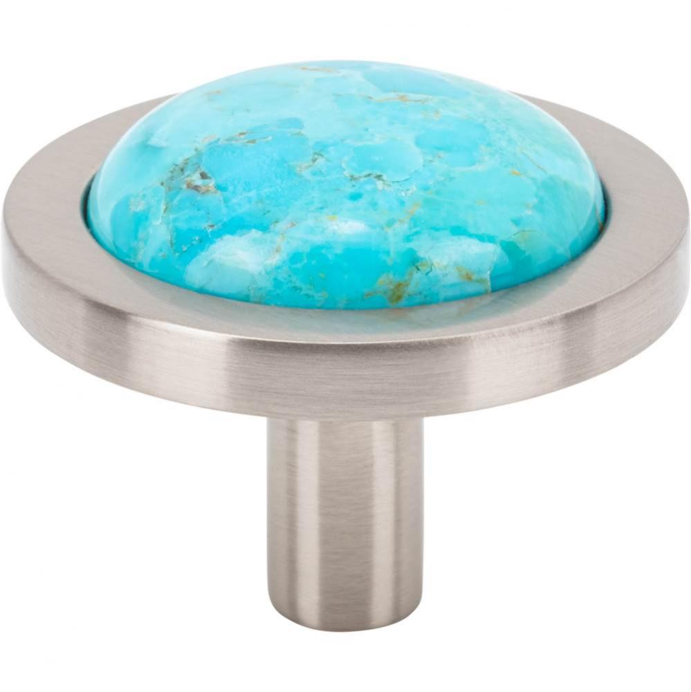 FireSky Mohave Turquoise Knob 1 9/16 Inch Brushed Satin Nickel Base