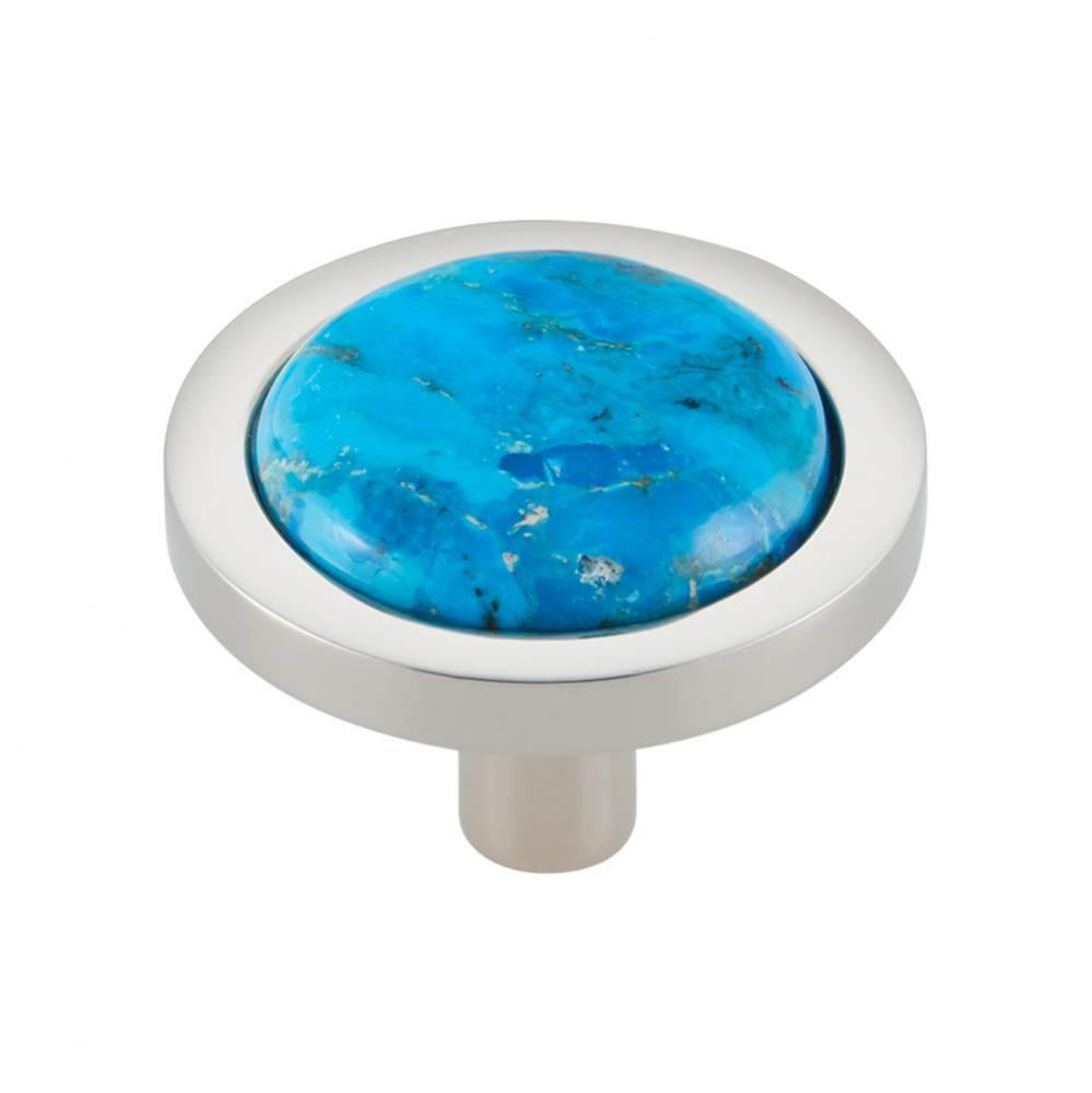 FireSky Mohave Turquoise Knob 1 9/16 Inch Polished Nickel Base