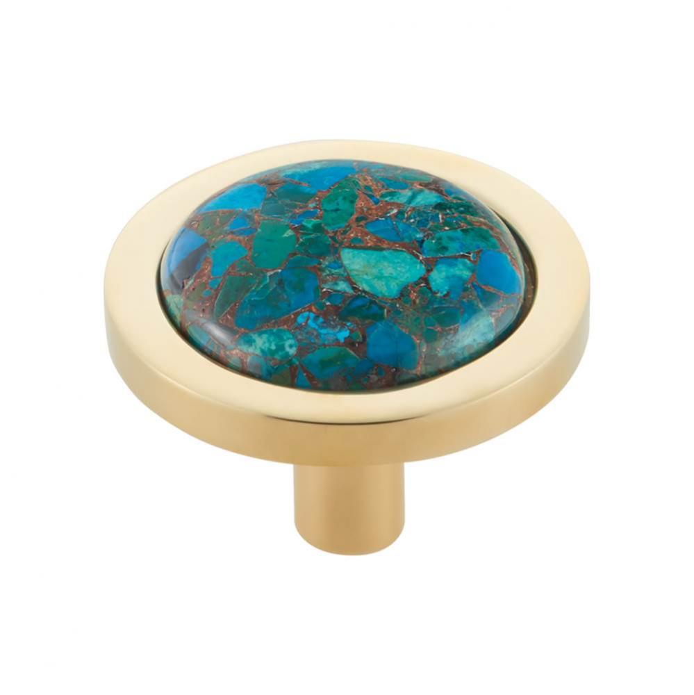 FireSky Mohave Blue Knob 1 9/16 Inch Polished Brass Base