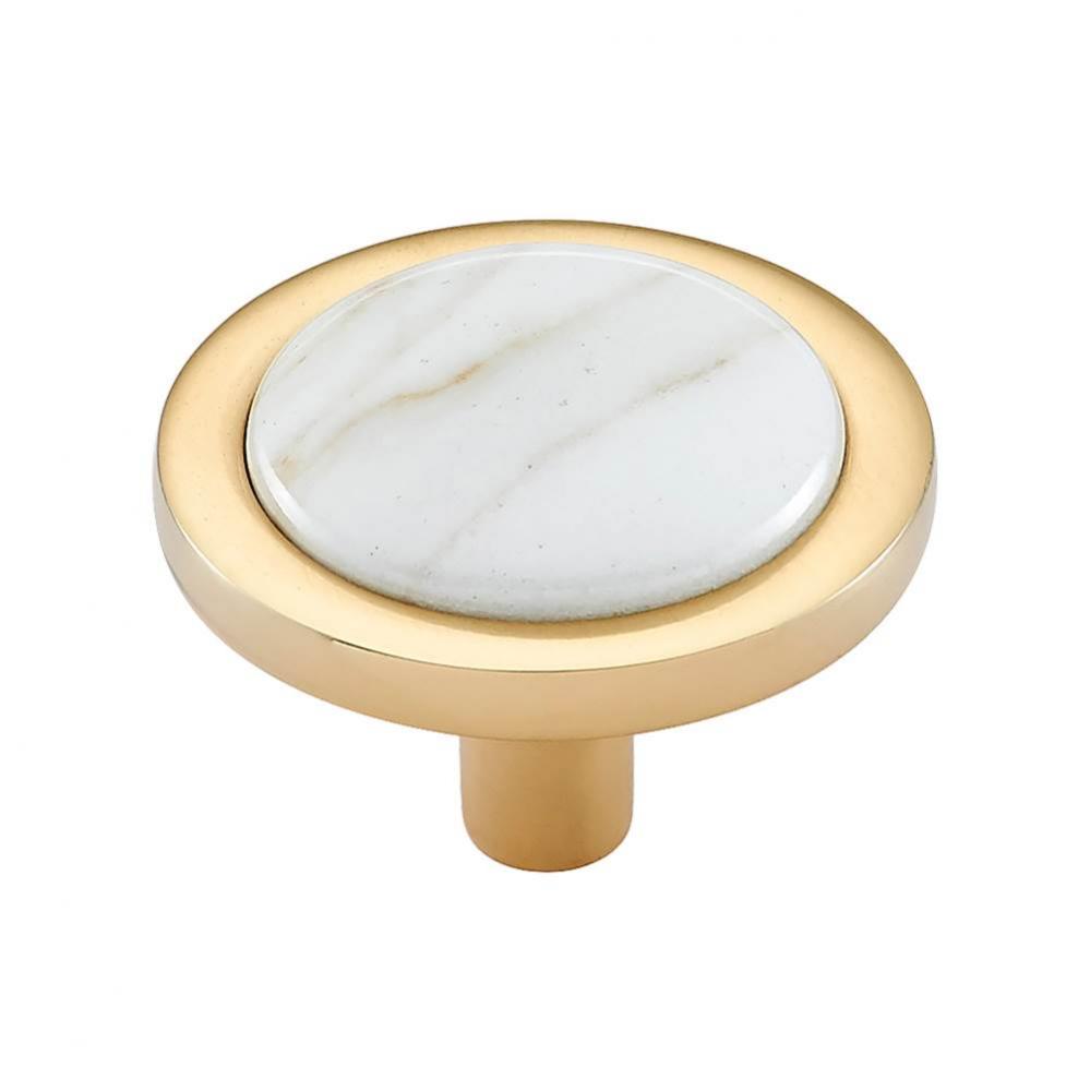 FireSky Calacatta Gold Knob 1 9/16 Inch Polished Brass Base