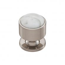 Vesta V7563BSN - FireSky Carrara White Knob 1 1/8 Inch Brushed Satin Nickel Base