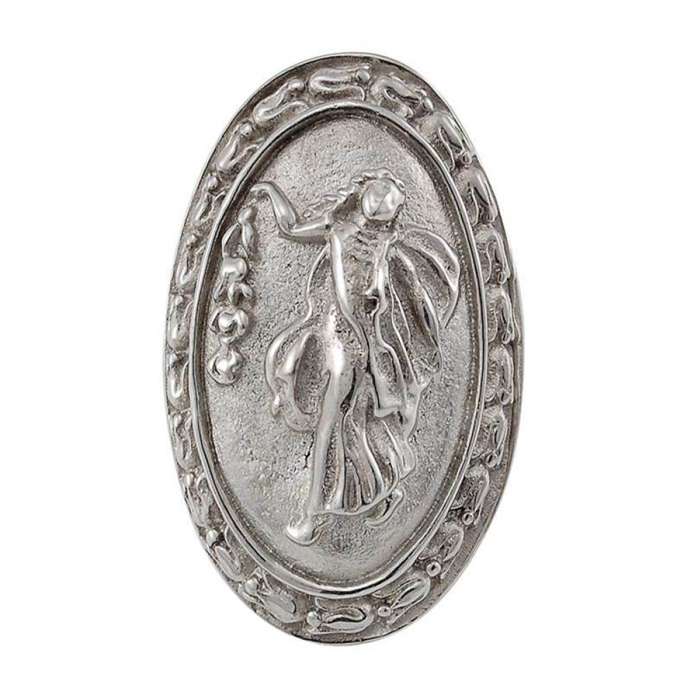 Sforza, Knob, Large, Oval, Small Base, Woman, Polished Silver