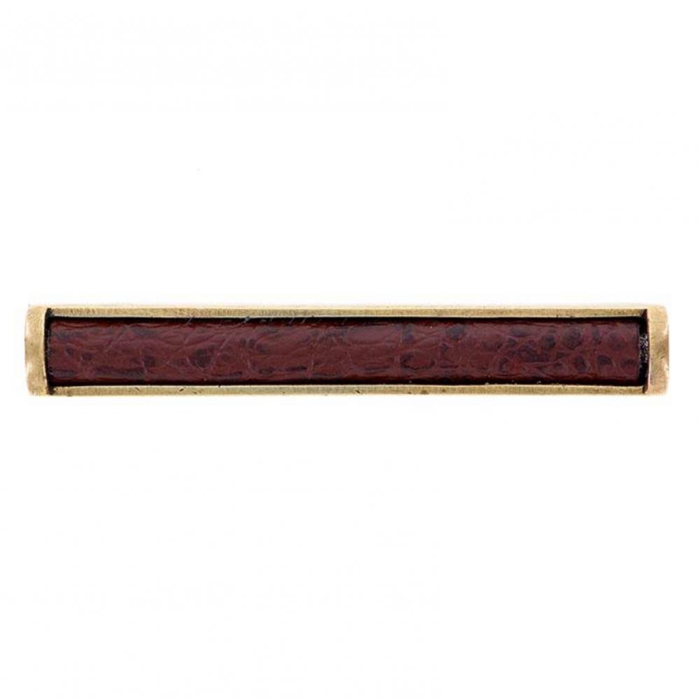 Equestre, Pull, Leather Insert, 3 Inch, Brown, Antique Brass