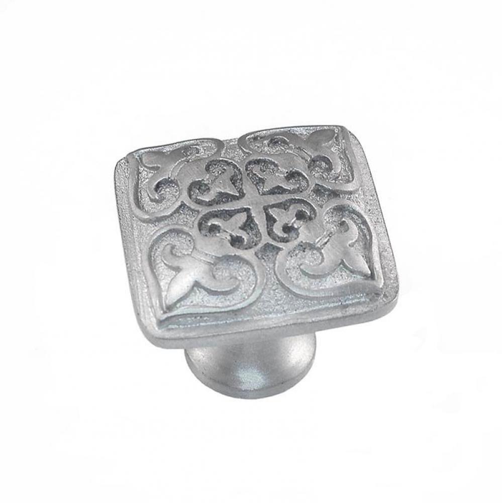 Fleur de Lis, Knob, Large, Square, Satin Nickel