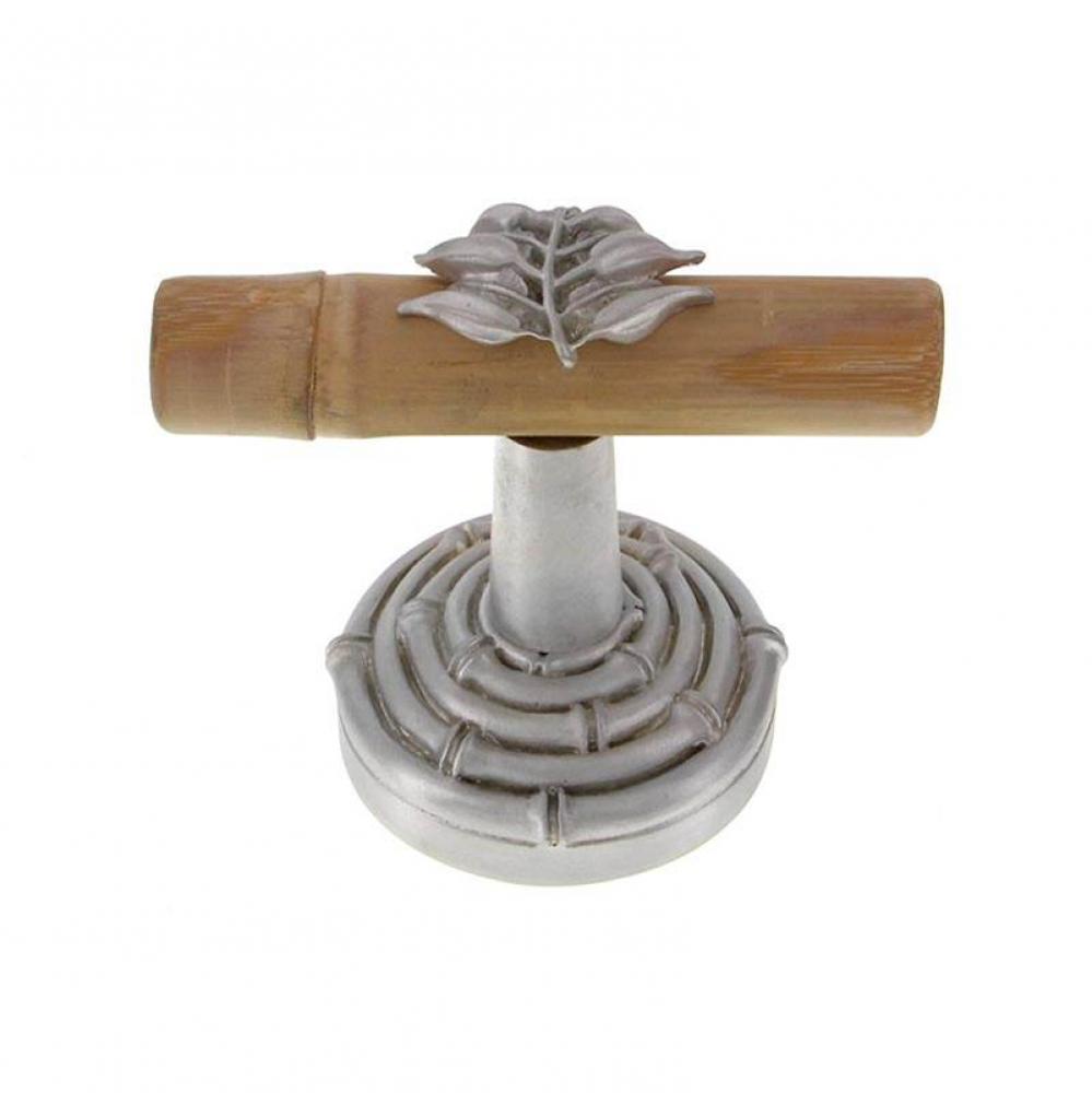 Palmaria, Robe Hook, Bamboo Leaf, Horizontal, Satin Nickel