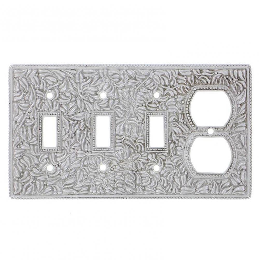 San Michele, Wall Plate, Triple Toggle/Outlet, Satin Nickel