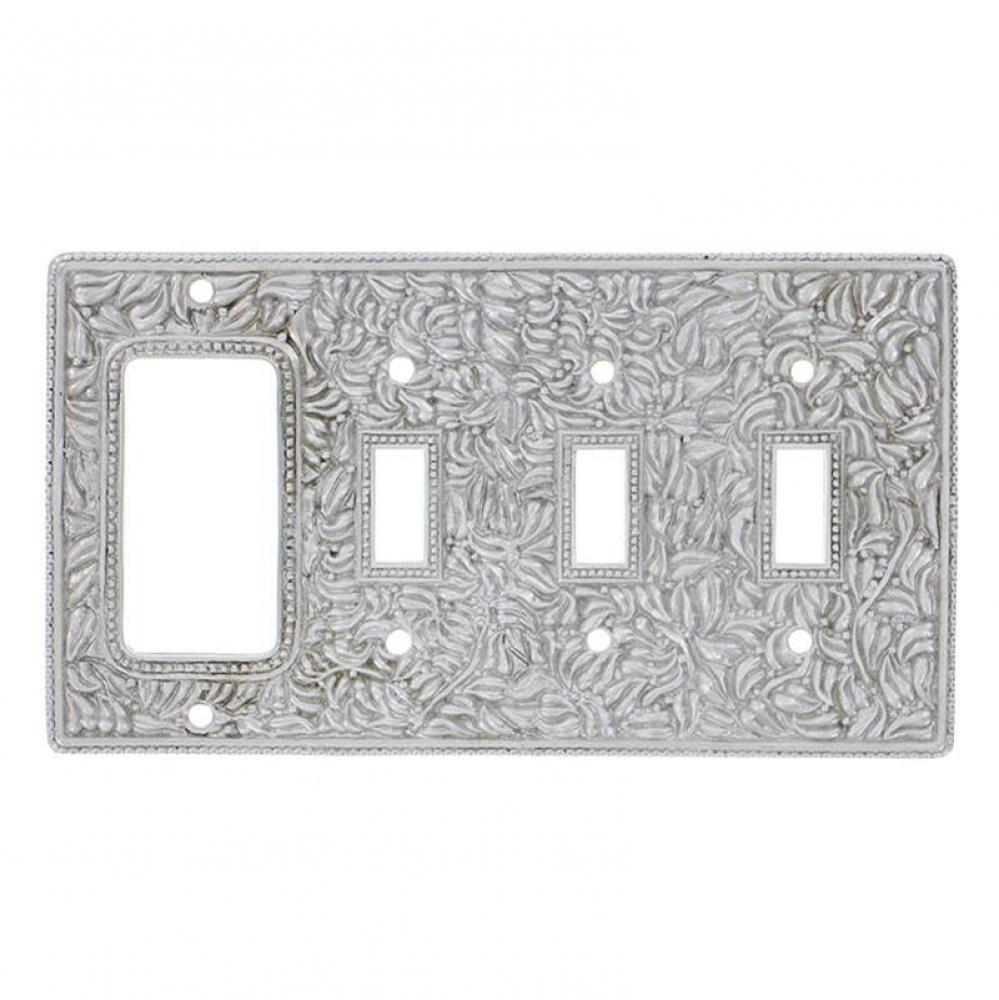 San Michele, Wall Plate, Triple Toggle/Dimmer, Satin Nickel