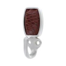 Vicenza Designs H5015-SN-BR - Equestre, Hook, Leather Insert, Brown, Satin Nickel