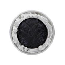 Vicenza Designs K1119-SN-BL - Liscio, Knob, Large, Leather Insert, Black, Satin Nickel