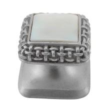 Vicenza Designs K1143-SN-MP - Gioiello, Knob, Small, Square, Stone Insert, Style 2, Mother of Pearl, Satin Nickel