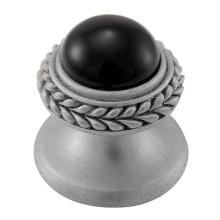 Vicenza Designs K1146-SN-BO - Gioiello, Knob, Small, Round, Stone Insert, Style 7, Black Onyx, Satin Nickel