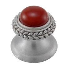 Vicenza Designs K1146-SN-CA - Gioiello, Knob, Small, Round, Stone Insert, Style 7, Carnelian, Satin Nickel