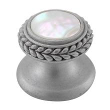 Vicenza Designs K1146-SN-MP - Gioiello, Knob, Small, Round, Stone Insert, Style 7, Mother of Pearl, Satin Nickel