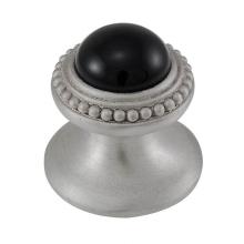 Vicenza Designs K1147-SN-BO - Gioiello, Knob, Small, Round, Stone Insert, Style 8, Black Onyx, Satin Nickel