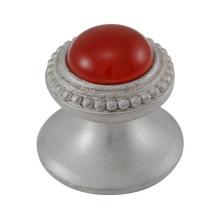 Vicenza Designs K1147-SN-CA - Gioiello, Knob, Small, Round, Stone Insert, Style 8, Carelian, Satin Nickel