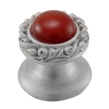 Vicenza Designs K1148-SN-CA - Liscio, Knob, Small, Round, Stone Insert, Carelian, Satin Nickel