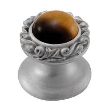 Vicenza Designs K1148-SN-TE - Liscio, Knob, Small, Round, Stone Insert, Tiger''s Eye, Satin Nickel