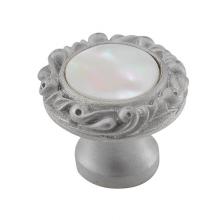 Vicenza Designs K1148P-SN-MP - Liscio, Knob, Small, Small Base, Round, Stone Insert, Mother of Pearl, Satin Nickel