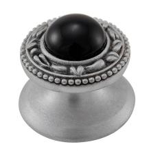 Vicenza Designs K1149-SN-BO - San Michele, Knob, Small, Stone Insert, Black Onyx, Satin Nickel