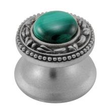 Vicenza Designs K1149-SN-MA - San Michele, Knob, Small, Stone Insert, Malachite, Satin Nickel