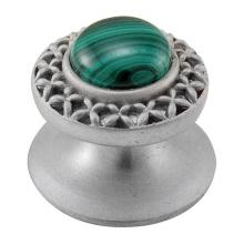 Vicenza Designs K1150-SN-MA - Gioiello, Knob, Small, Round, Stone Insert, Style 4, Malachite, Satin Nickel