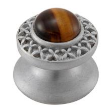 Vicenza Designs K1150-SN-TE - Gioiello, Knob, Small, Round, Stone Insert, Style 4, Tiger''s Eye, Satin Nickel