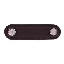 Vicenza Designs K1160-3-SN-BR - Tiziano, Pull, Leather, Round, 3 Inch, Brown, Satin Nickel