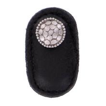 Vicenza Designs K1161-SN-BL - Tiziano, Knob, Large, Leather, Round, Black, Satin Nickel