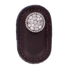 Vicenza Designs K1161-SN-BR - Tiziano, Knob, Large, Leather, Round, Brown, Satin Nickel