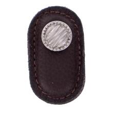 Vicenza Designs K1171-SN-BR - Sanzio, Knob, Large, Leather, Lines and Dots, Brown, Satin Nickel