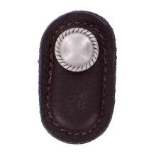 Vicenza Designs K1173-SN-BR - Equestre, Knob, Large, Leather, Brown, Satin Nickel