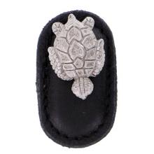 Vicenza Designs K1175-SN-BL - Pollino, Knob, Large, Leather, Turtle, Black, Satin Nickel