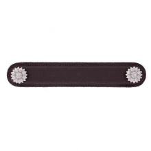 Vicenza Designs K1180-5-SN-BR - Carlotta, Pull, Leather, Daisy, 5 Inch, Brown, Satin Nickel