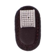 Vicenza Designs K1185-SN-BR - Tiziano, Knob, Large, Leather, Half-Cylindrical, Brown, Satin Nickel
