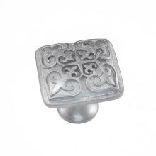 Vicenza Designs K1301-SN - Fleur de Lis, Knob, Large, Square, Satin Nickel