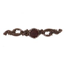 Vicenza Designs KB1119-AC-BR - Liscio, Knob, Large, Round, Leather Insert with Backplate, Brown, Antique Copper