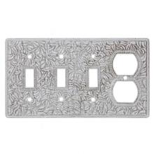 Vicenza Designs WP7017-SN - San Michele, Wall Plate, Triple Toggle/Outlet, Satin Nickel