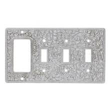 Vicenza Designs WP7018-SN - San Michele, Wall Plate, Triple Toggle/Dimmer, Satin Nickel