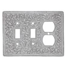 Vicenza Designs WPJ7015-SN - San Michele, Wall Plate, Jumbo, Double Toggle/Outlet, Satin Nickel