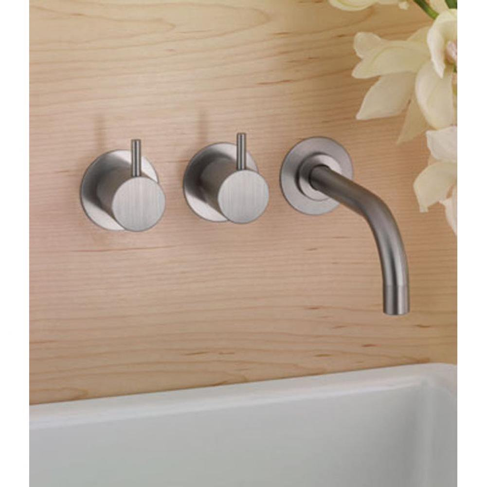 611 Two-Handle Wall-Mounted Basin Set with 6'' Spout to Right and Rosette Trim