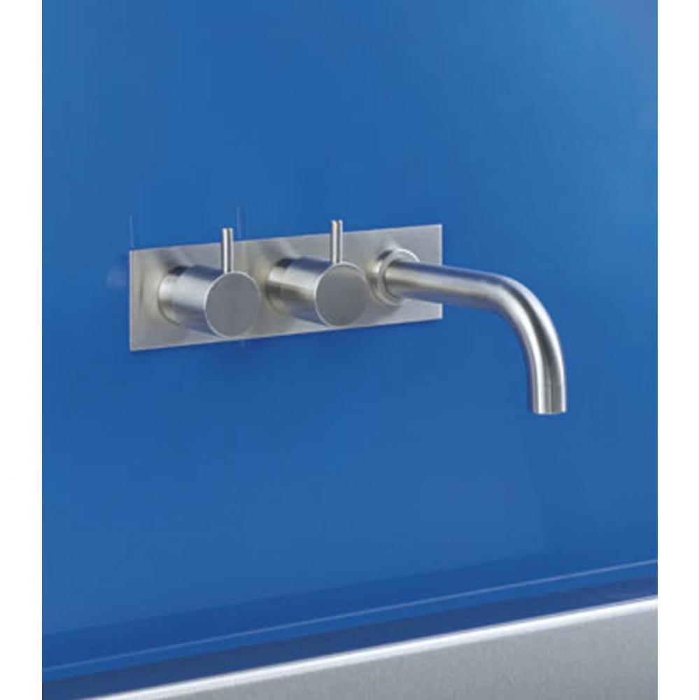 613CK  Two-Handle Mixer, 6'' High-Flow Spout to Right and Plate  Trim