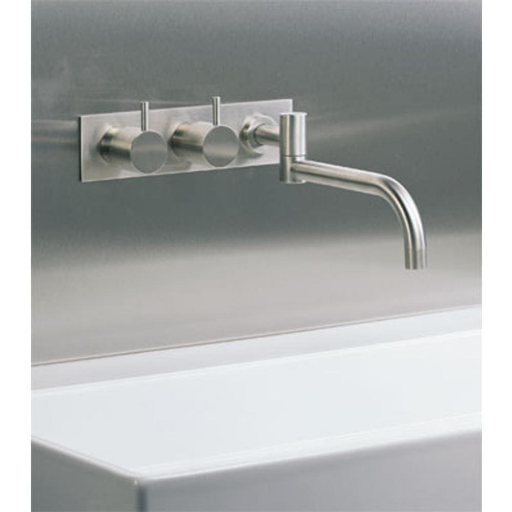 633K Two-Handle Wall-Mounted Basin Set with Double-Swivel Spout and Plate Trim