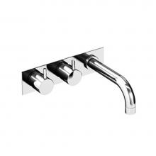 Vola 623K-40TR - 623K  Two-Handle Wall-Mounted Basin Set with 9'' Spout and Plate Trim