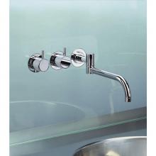 Vola 631-40TR - 631 Two-Handle Wall-Mounted Basin Set with Double-Swivel Spout and Rosette Trim